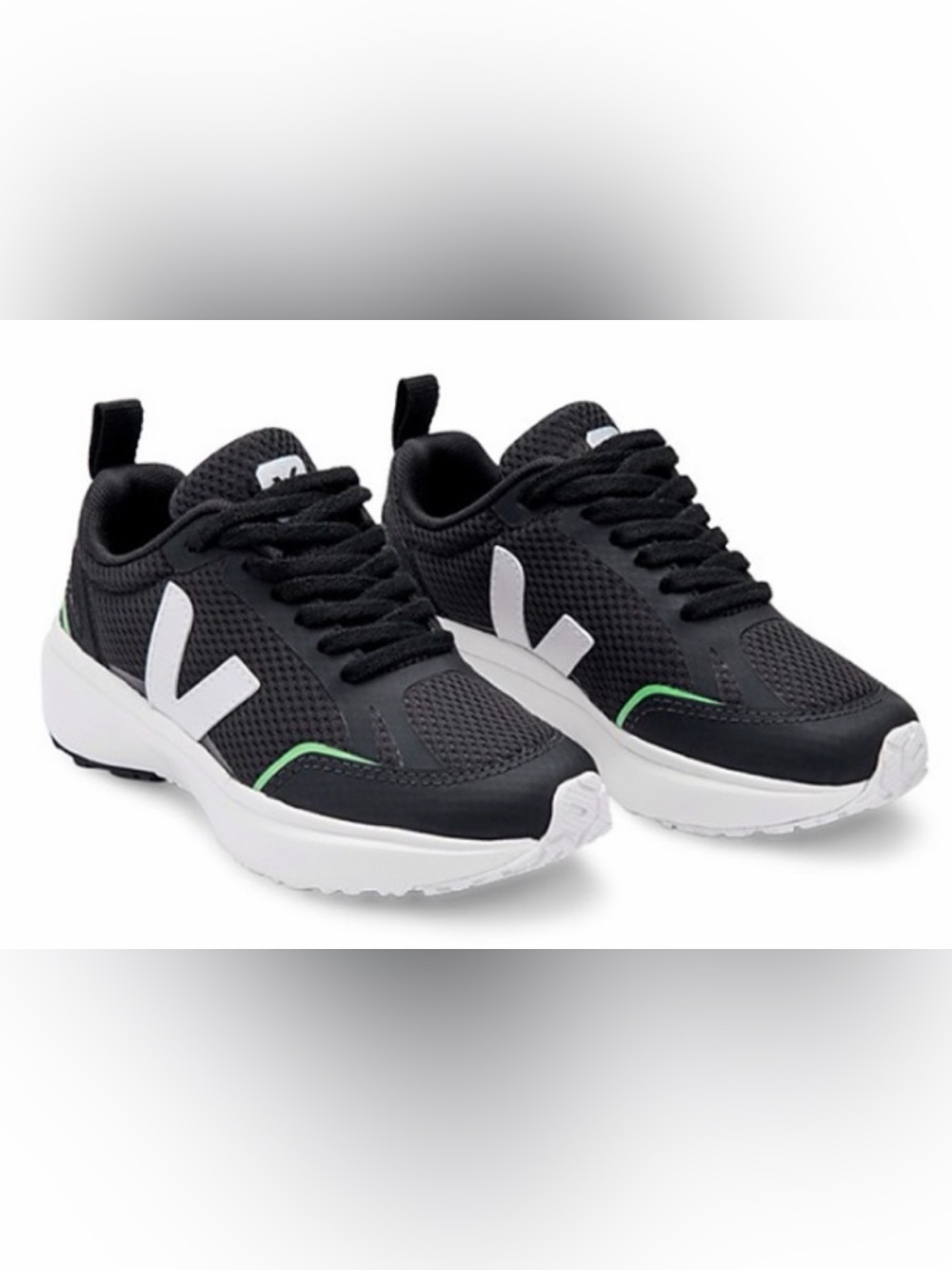 KIDS VEJA CANARY MESH BLACK‎ DISTRESSED SNEAKERS - BIG BOY - SIZE 4 US